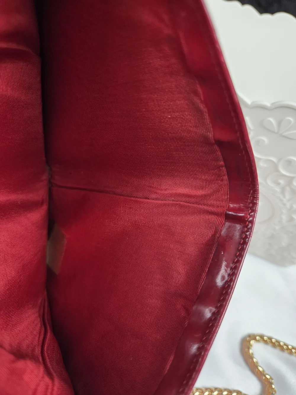 Vintage Chanel Red Patent Leather Oversized CC Kiss Lock Wallet